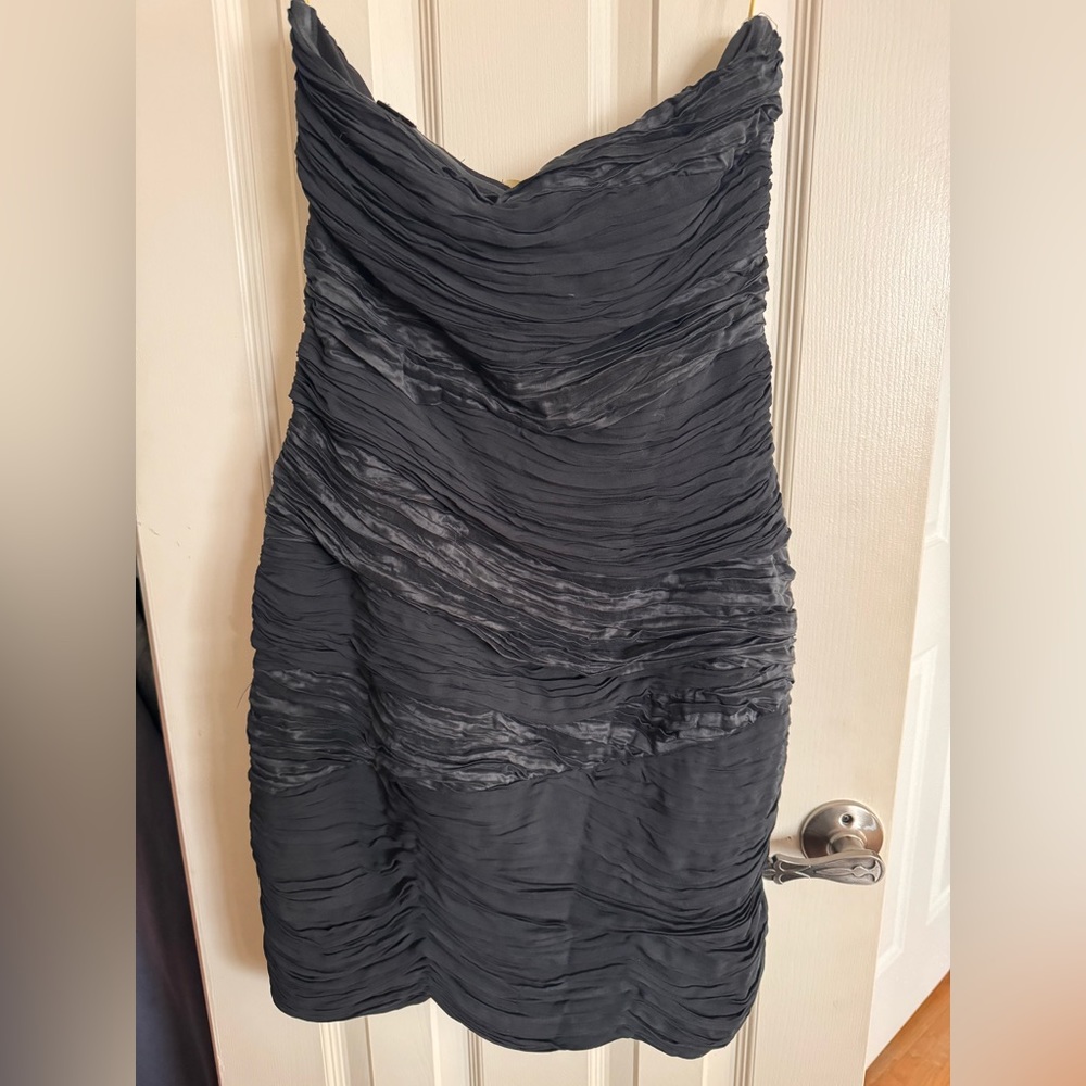 Strapless Black Ruched Dress / Catherine Maladrino